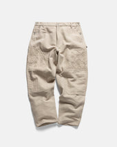 ELI HAND-EMBROIDERED DOUBLE KNEE WORK PANT - AGED SAND HANDSPUN COTTON CANVAS