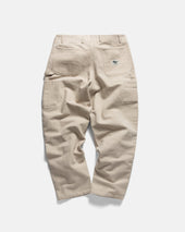 ELI HAND-EMBROIDERED DOUBLE KNEE WORK PANT - AGED SAND HANDSPUN COTTON CANVAS