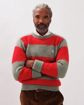 Made In Scotland Seafoam Green Red Stripe Shaggy Dog Icon Sweater Classic Fit