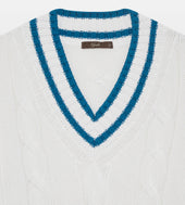 Pull Col V En Coton Blanc