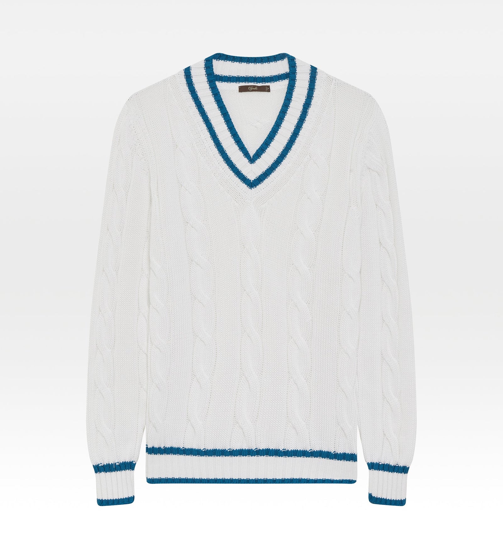 Pull Col V En Coton Blanc