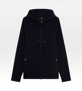 Pull à capuche bleu marine en cachemire