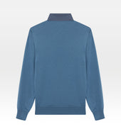 Pull Zip En Laine Bleu Indigo