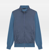 Pull à zip en laine bleu indigo