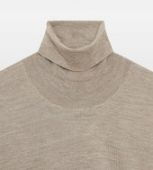 Pull beige en laine, cachemire & soie col roulé