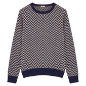 Pull en laine zig zag bleu