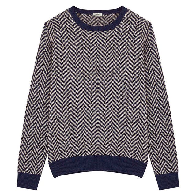 Pull en laine zig zag bleu