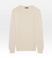 Pull col rond en lin & coton beige