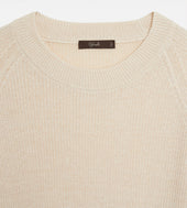 Pull Col Rond En Lin Coton Beige