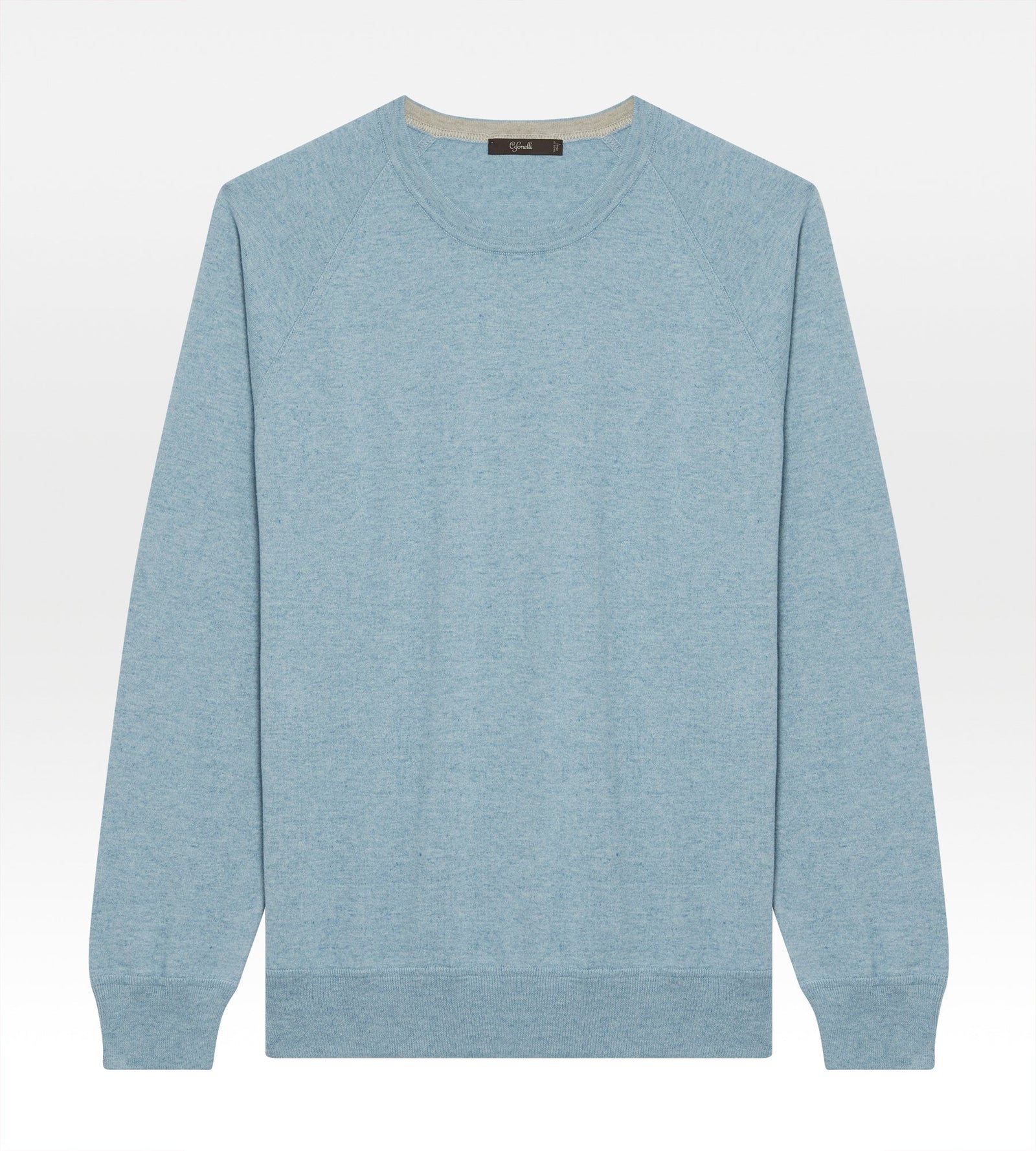 Pull Col Rond En Coton Bleu Turquoise