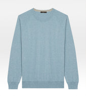 Pull col rond en coton bleu turquoise