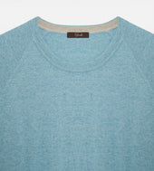 Pull Col Rond En Coton Bleu Turquoise