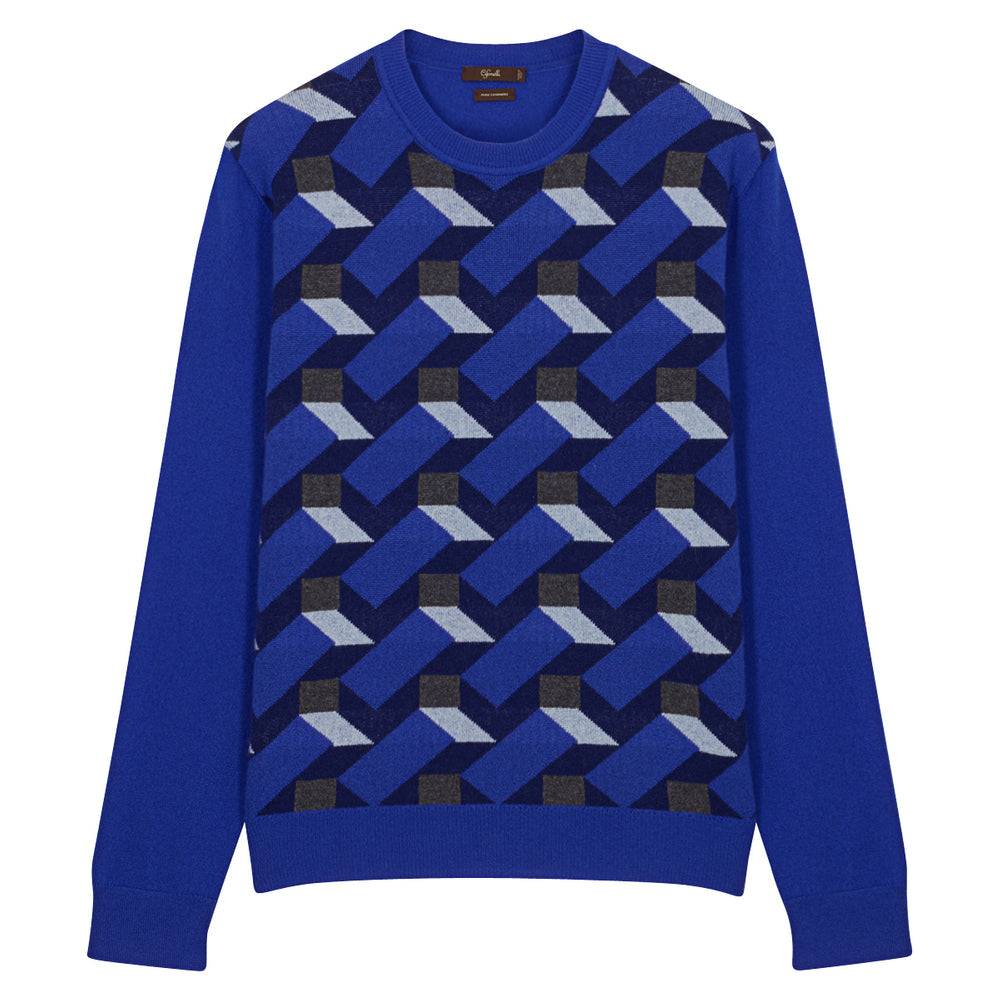 Pull En Cachemire G Om Trique Bleu