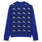 Pull en cachemire géométrique bleu