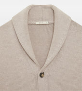 Pull col châle en laine beige