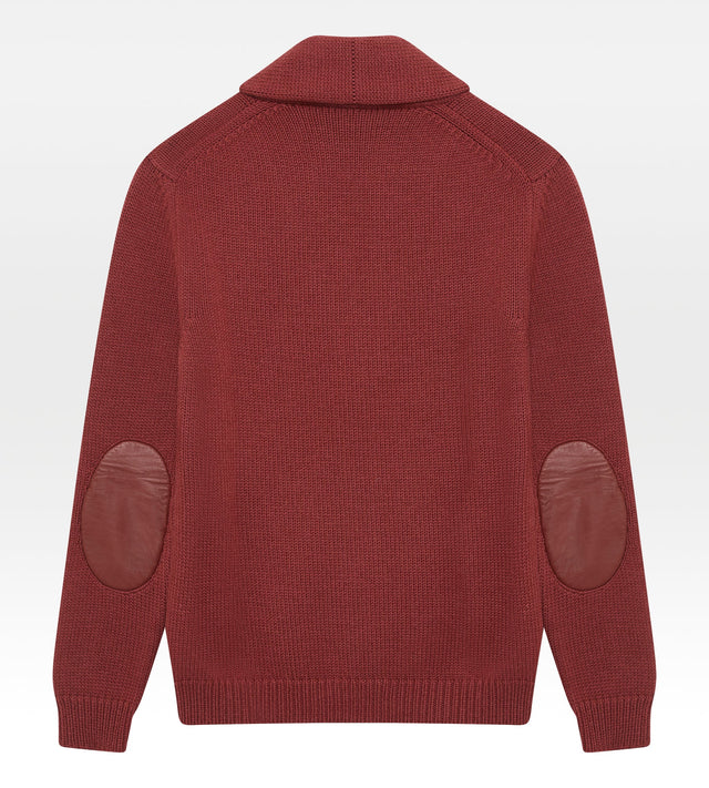 Pull col châle en laine framboise