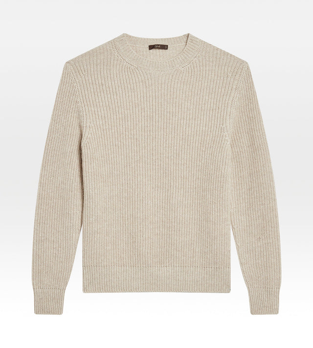 Maille épaisse beige en cachemire et lin
