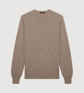 Pull taupe à col rond en cachemire