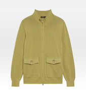 Pull vert à zip en coton