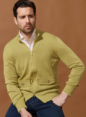 Pull Vert Zip En Coton