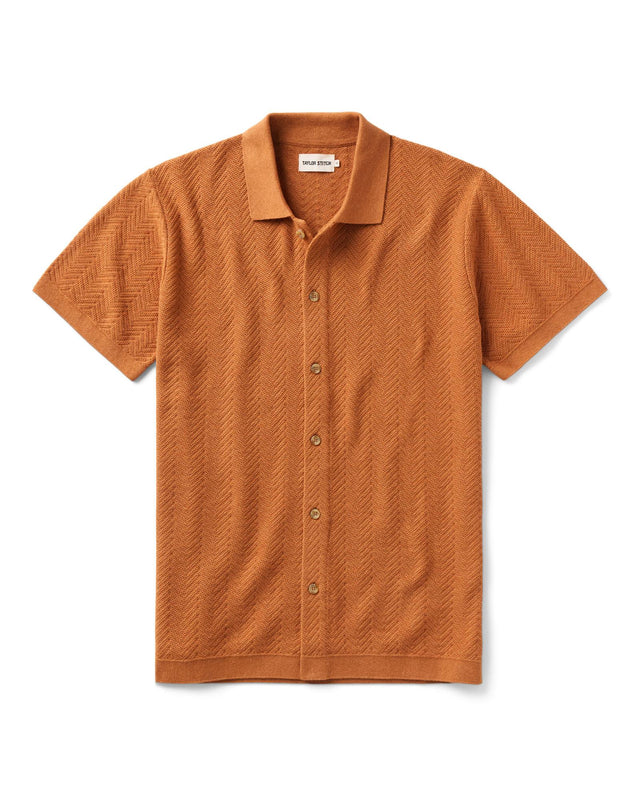 The Button Down Polo In Desert Herringbone