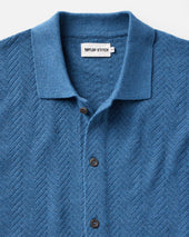 The Button Down Polo In Gulf Stream Herringbone