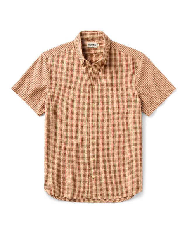 The Short Sleeve Jack in Brick Check Seersucker