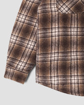 Quilted Plaid Overshirt (Brown)