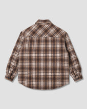 Quilted Plaid Overshirt (Brown)