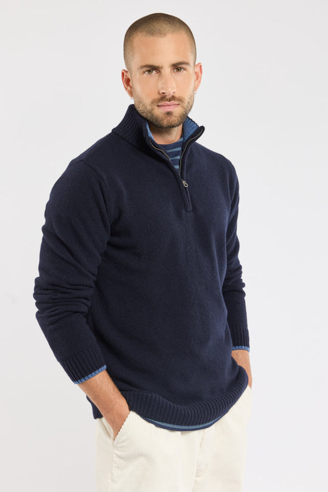 Pull col montant zippé - laine