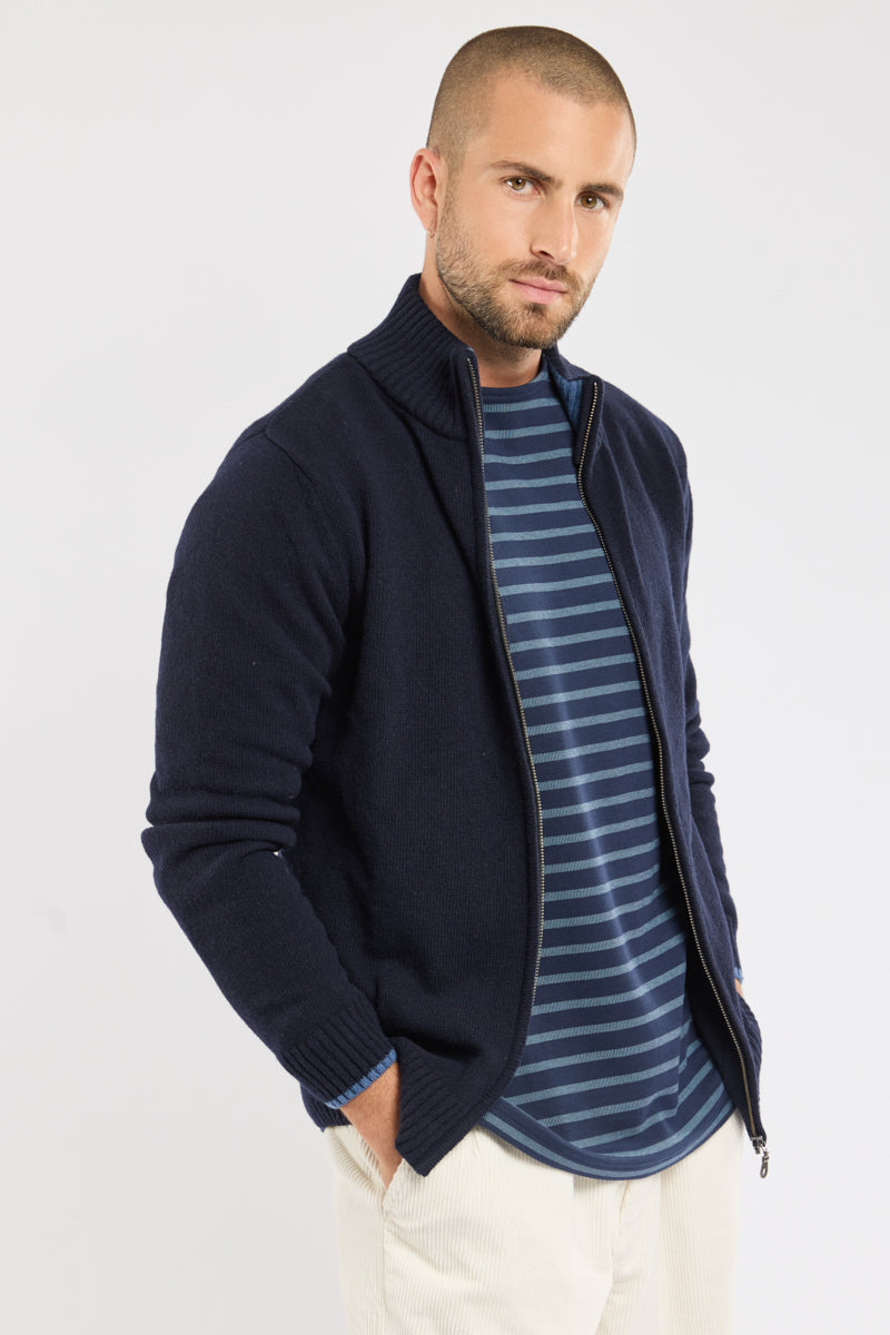 Gilet zippé col montant - laine