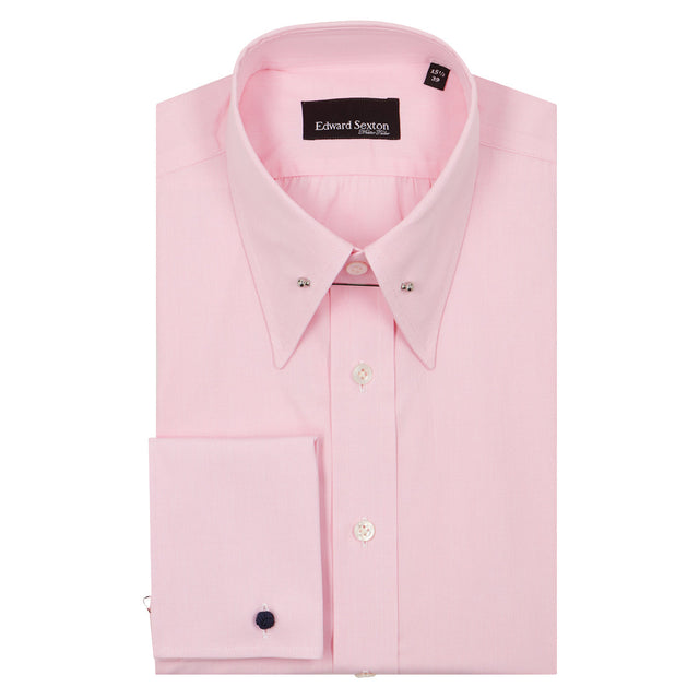 Pink Micro-Check Cotton Pin Collar Shirt