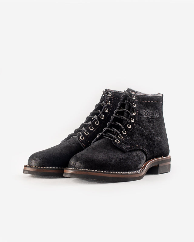 Iron Heart Int'l x Wesco® - 7" Rough-Out Boot - Black. The "Foot Patrol"