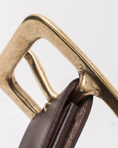 Heavy Duty "Tochigi" Leather Belt with Brass Garrison Buckle - Brown
