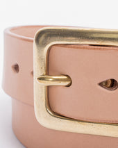 Heavy Duty "Tochigi" Leather Belt with Brass Garrison Buckle - Natural