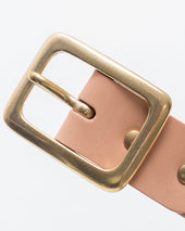 Heavy Duty "Tochigi" Leather Belt with Brass Garrison Buckle - Natural