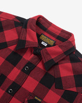 Ultra Heavy Flannel Buffalo Check Western Shirt - Red/Black