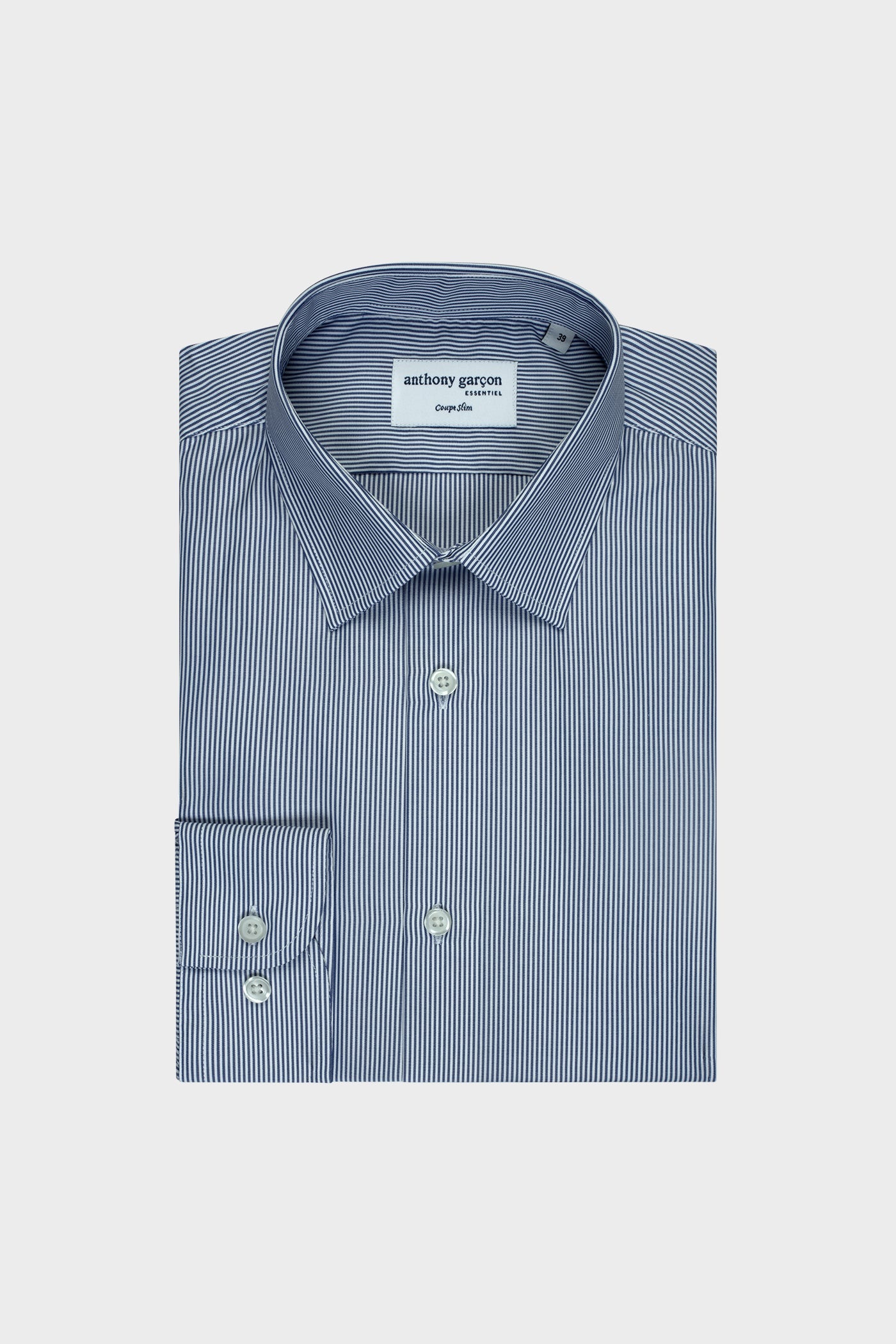 Chemise Slim Rayure Bleu Fonc Col Fran Ais