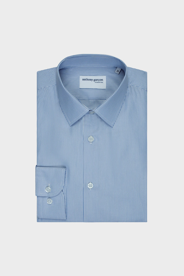 Chemise Regular Rayure bleu col français