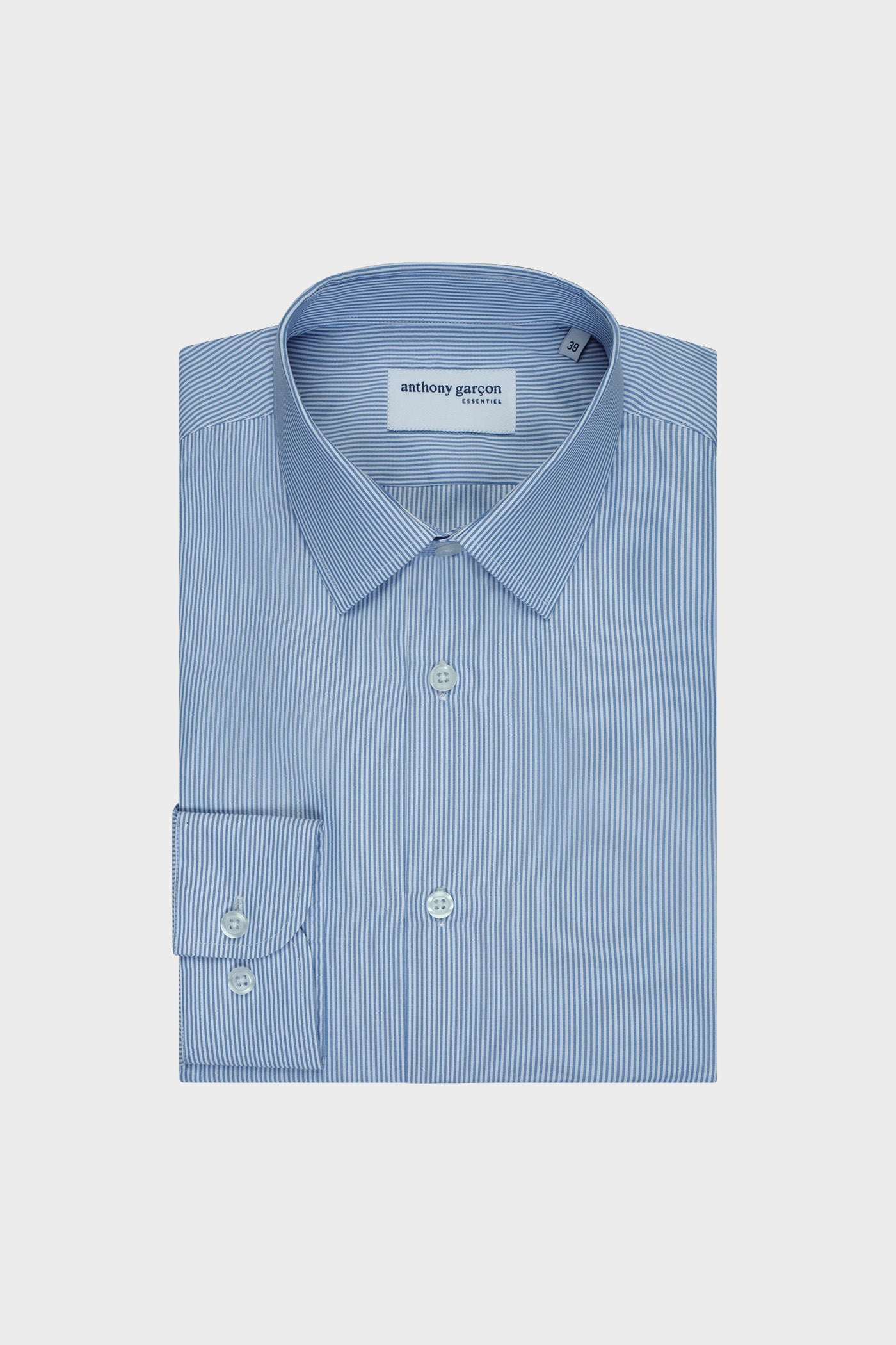 Regular Blue Stripe Shirt with French Collar