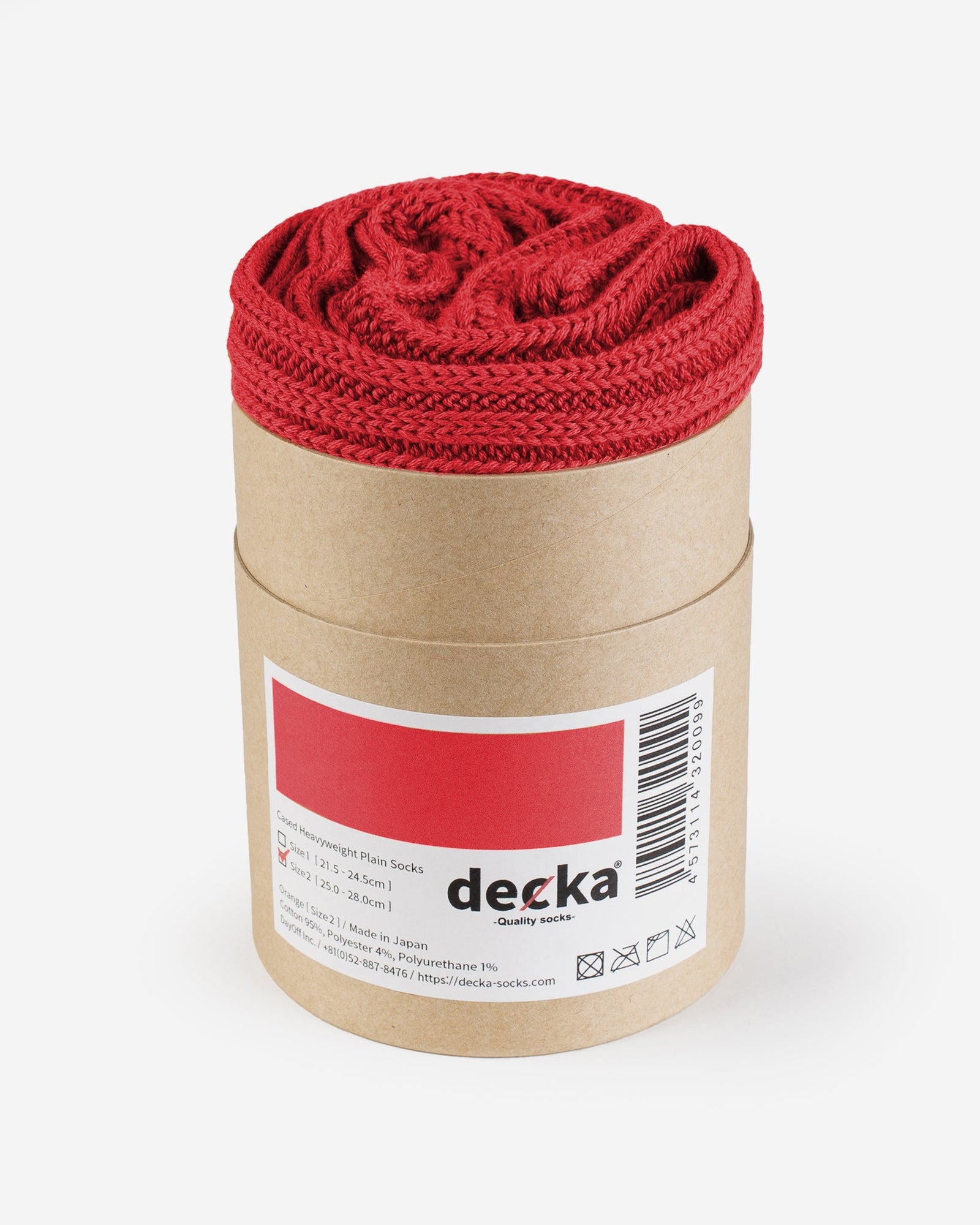 Decka Cased Heavyweight Plain Socks - Red