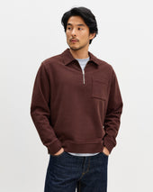 Reeve Washed Loopback Organic Cotton Collared Sweatshirt