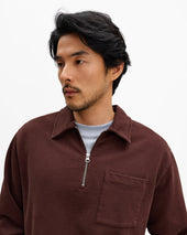 Reeve Washed Loopback Organic Cotton Collared Sweatshirt
