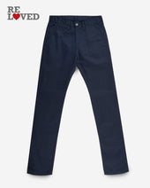 9oz Mercerised Selvedge Cotton Relaxed Tapered Cut Chinos - Navy (IH-727-NAV) Tag 29, Hemmed to 30.5"