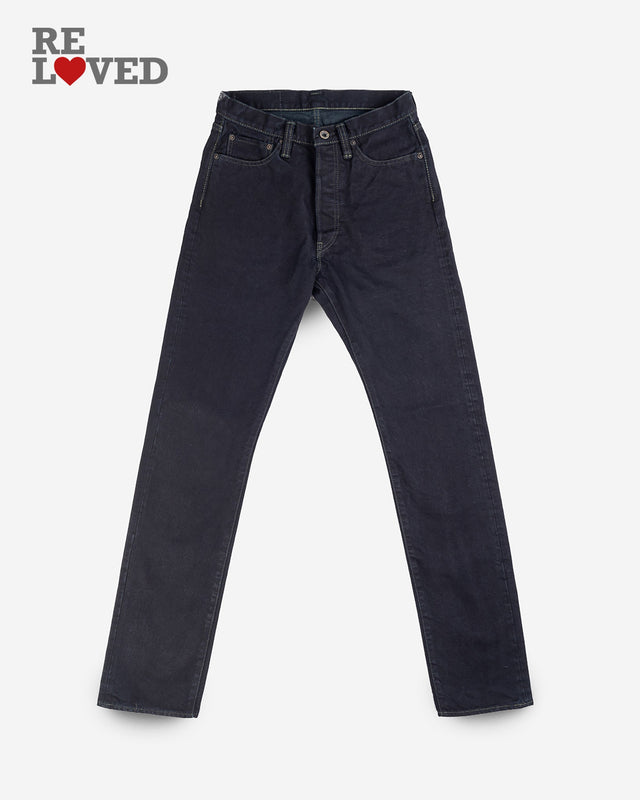 14oz Selvedge Denim Relaxed Tapered Cut Jeans - Indigo Overdyed Black (IH-888s-142od) Tag 31, Hemmed to 31.5"