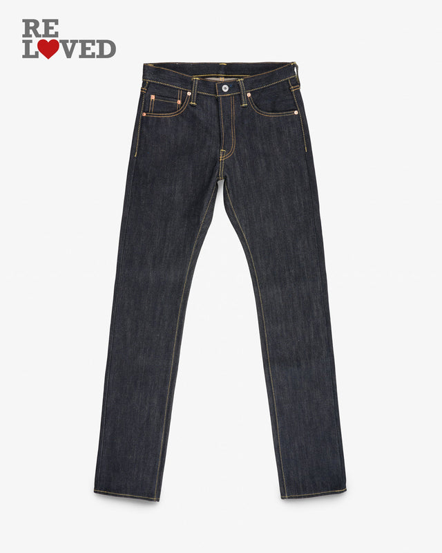 25oz Selvedge Denim Slim Tapered Cut Jeans - Indigo (IH-777-XHS) Tag 28, Hemmed to 32.0"