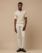 Cashmere silk tennis polo in cream
