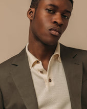 Cashmere silk tennis polo in cream