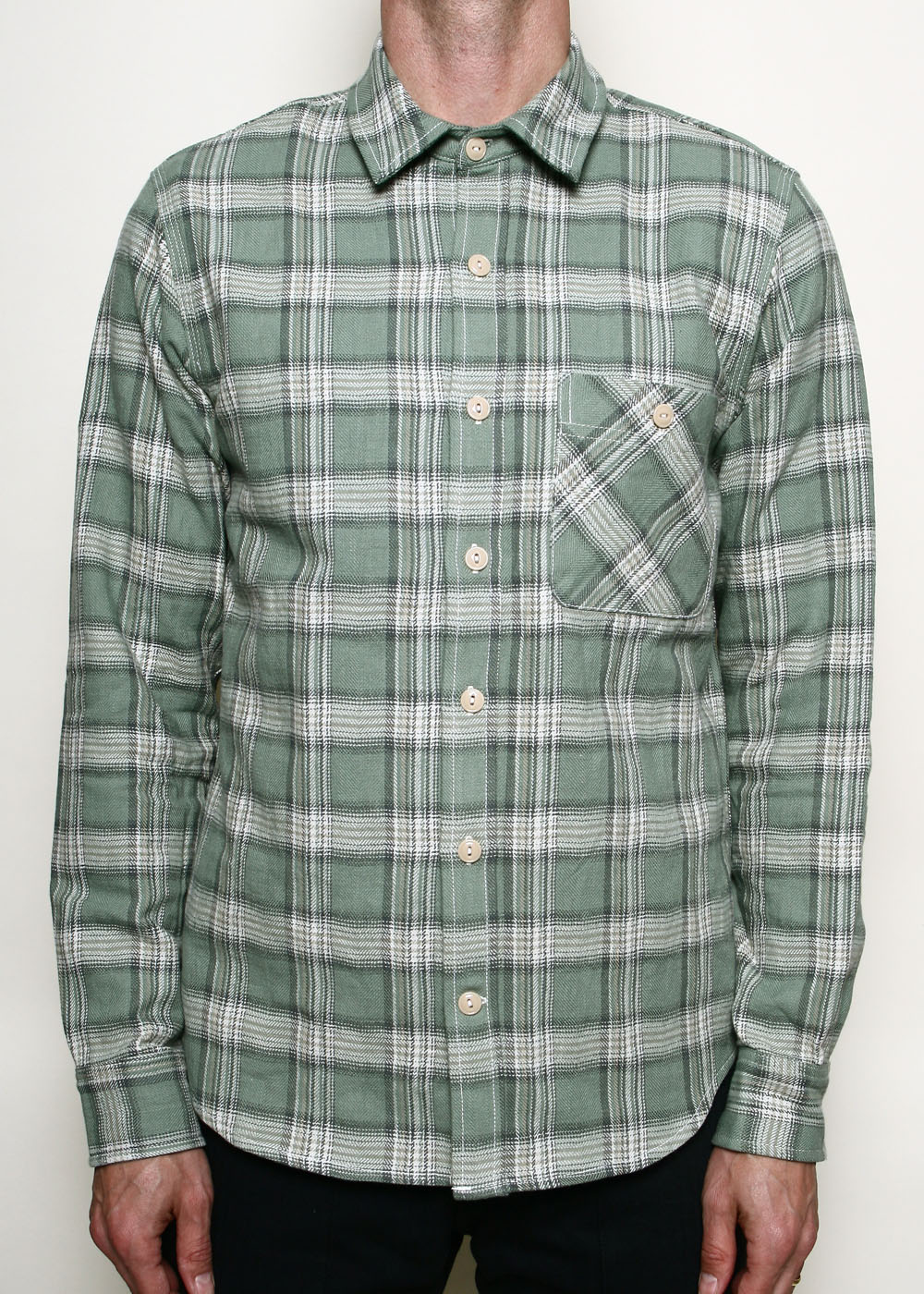 Oxford Shirt // Sage Herringbone Plaid