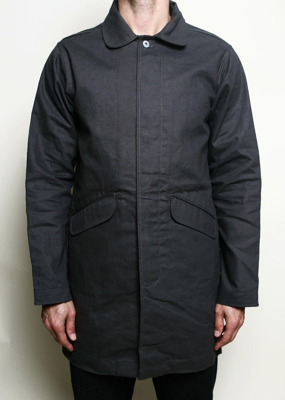 Trench Coat Grey Dry Wax Canvas